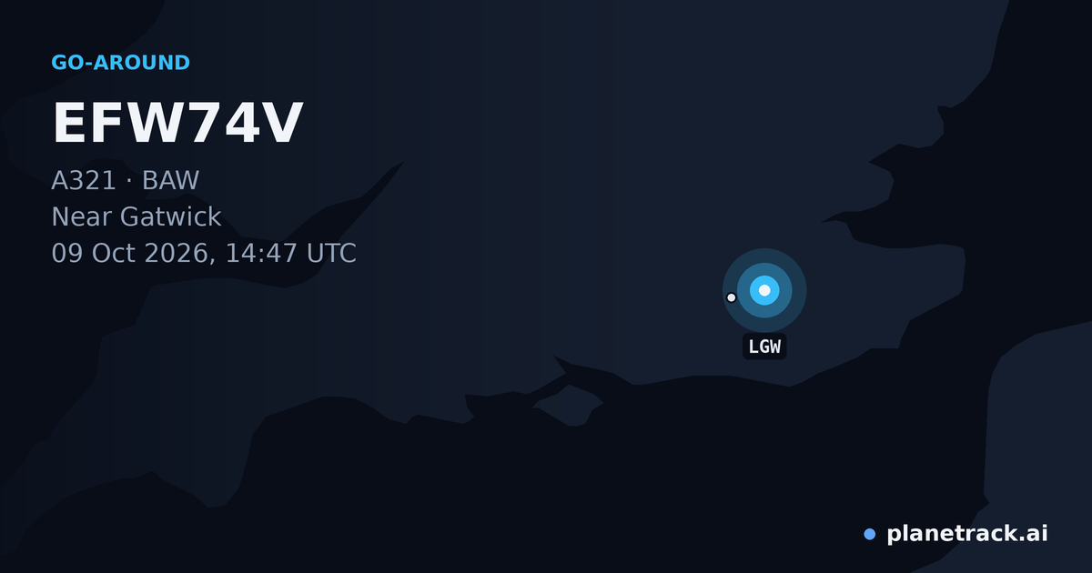 Map of where EFW74V's go-around happened