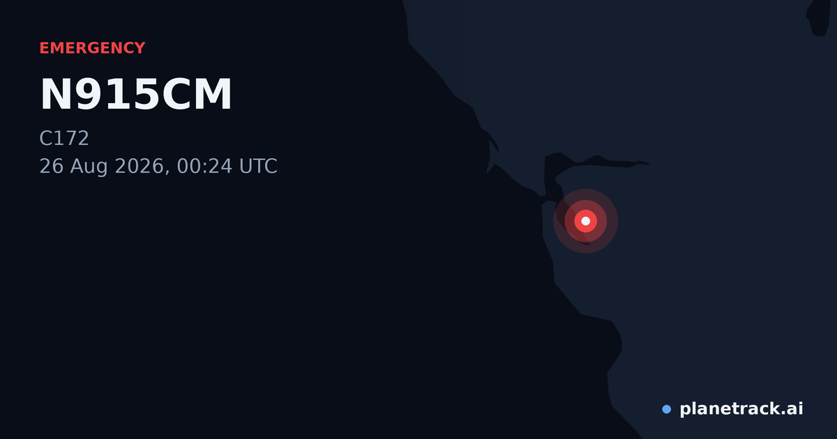 Map of where N915CM's emergency: squawk 7600 happened