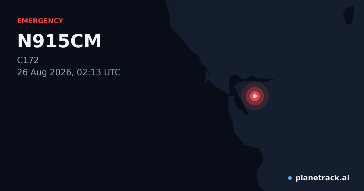Map of where N915CM's emergency: squawk 7600 happened