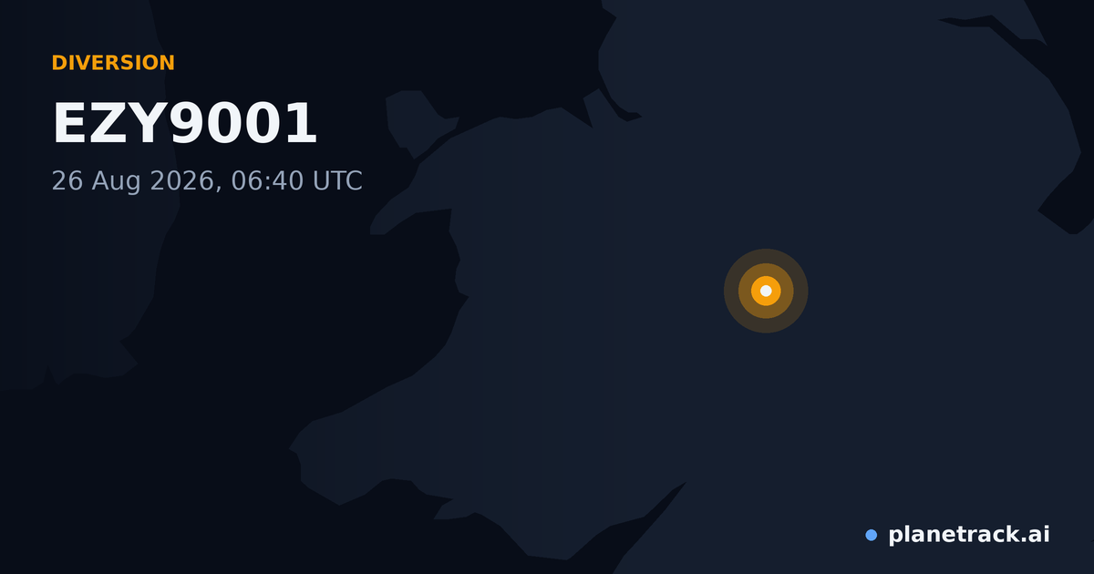 Map of where EZY9001's diversion happened
