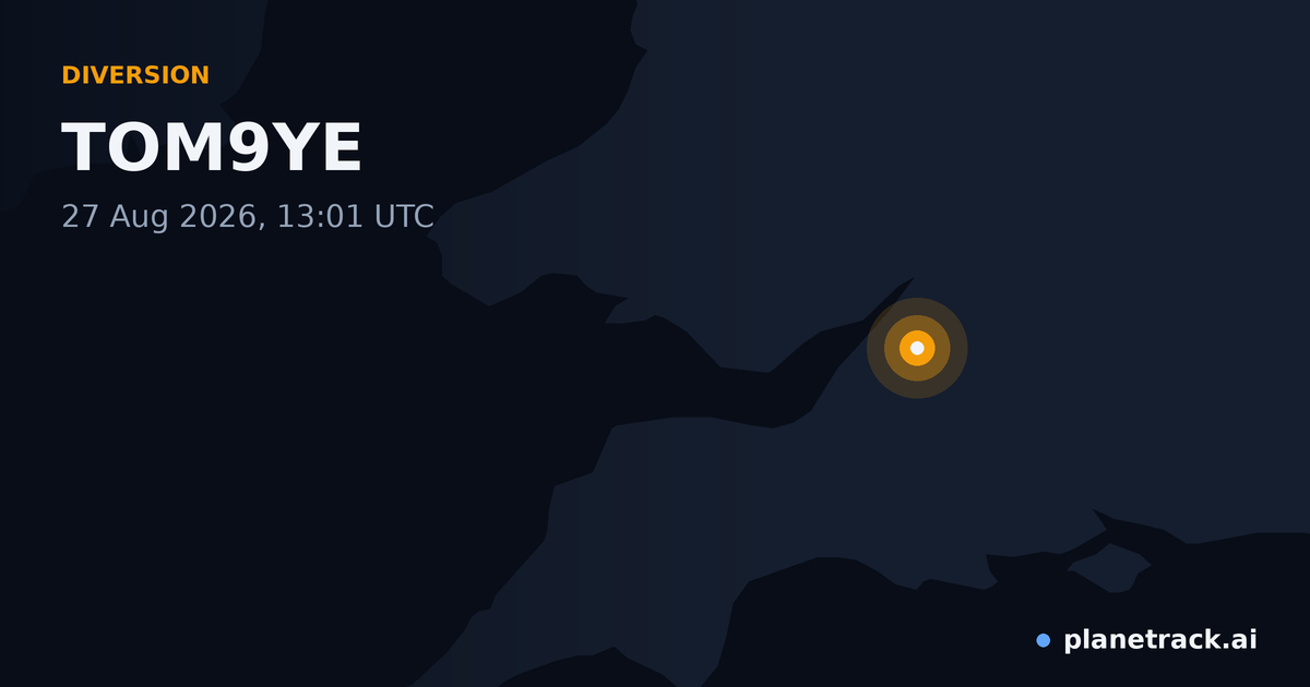 Map of where TOM9YE's diversion happened