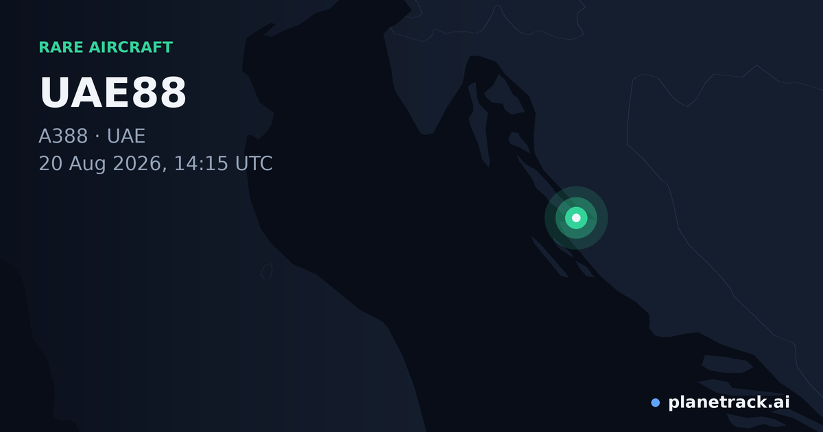 Map of where UAE88's rare aircraft happened