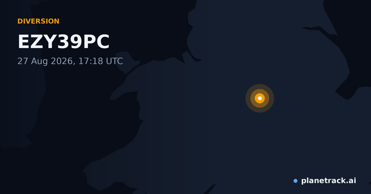 Map of where EZY39PC's diversion happened