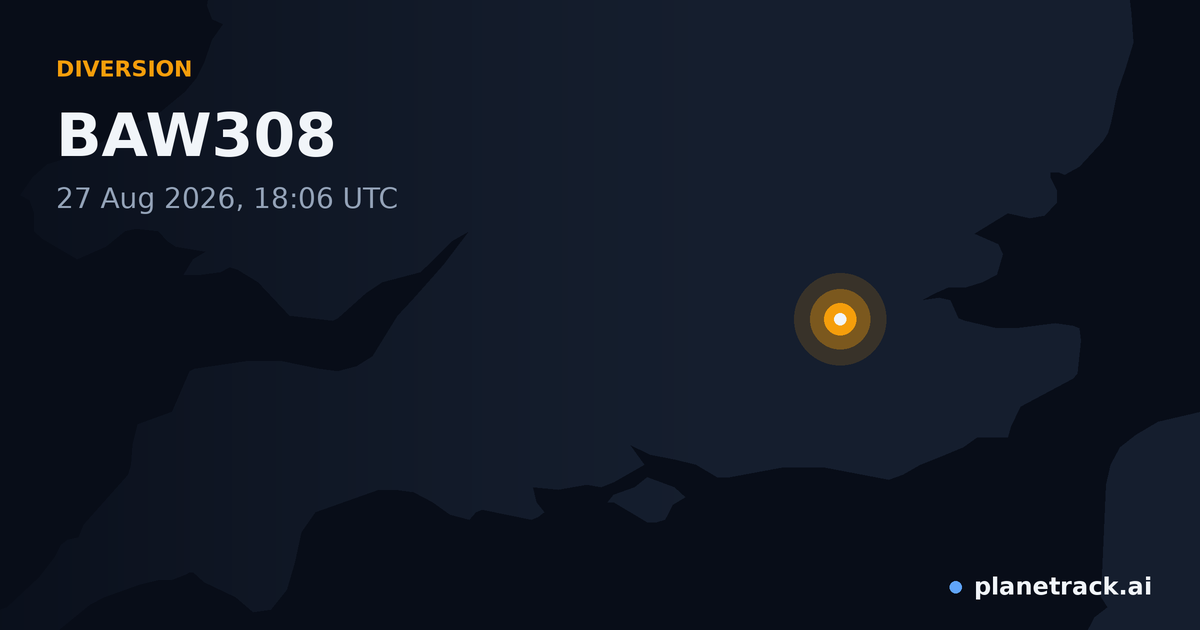 Map of where BAW308's diversion happened