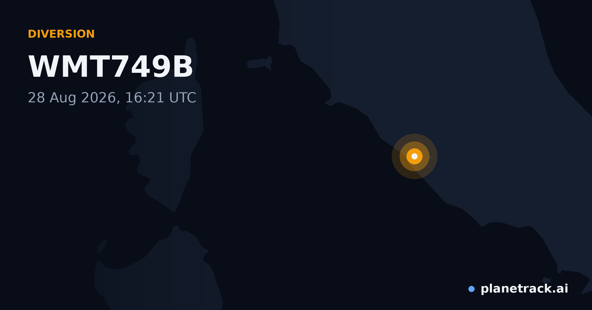 Map of where WMT749B's diversion happened