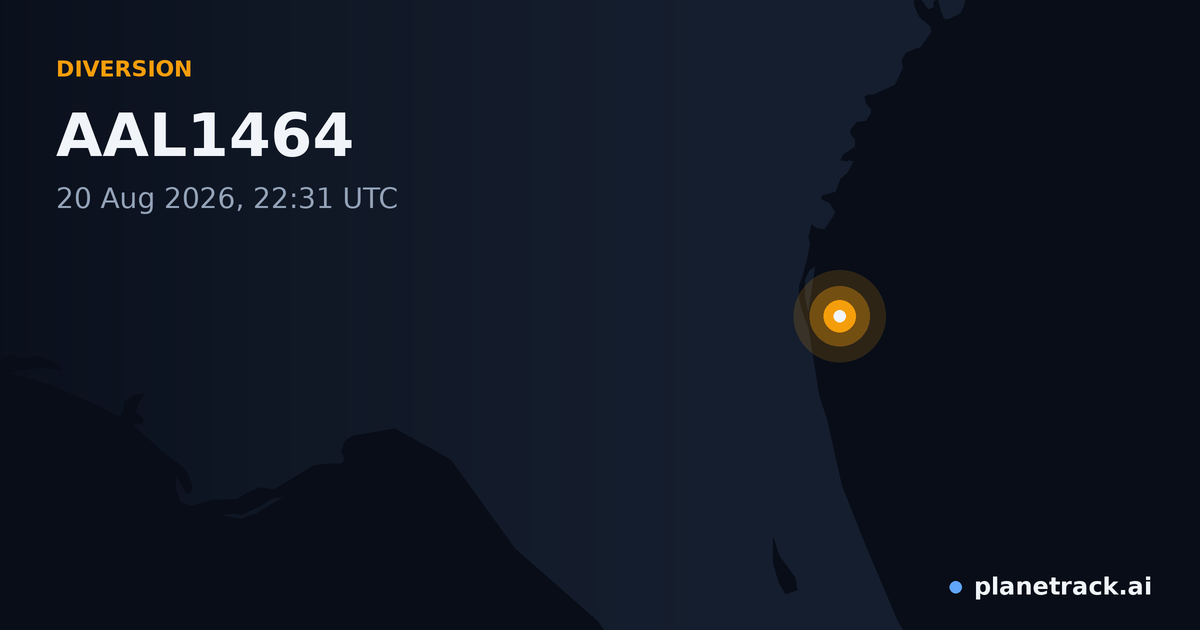 Map of where AAL1464's diversion happened
