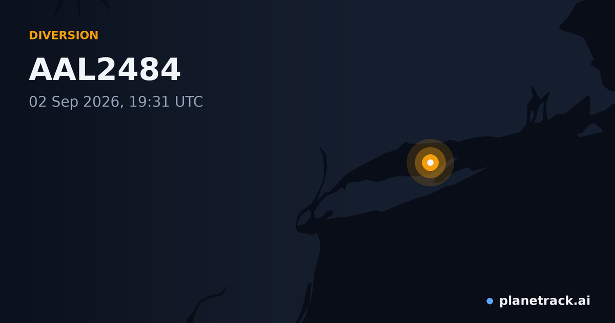 Map of where AAL2484's diversion happened