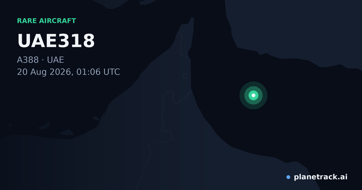 Map of where UAE318's rare aircraft happened