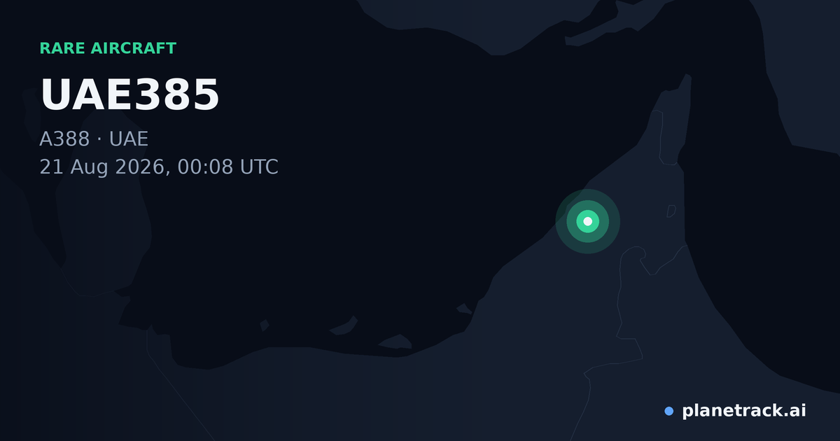 Map of where UAE385's rare aircraft happened