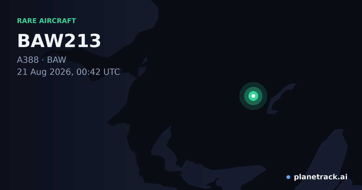 Map of where BAW213's rare aircraft happened