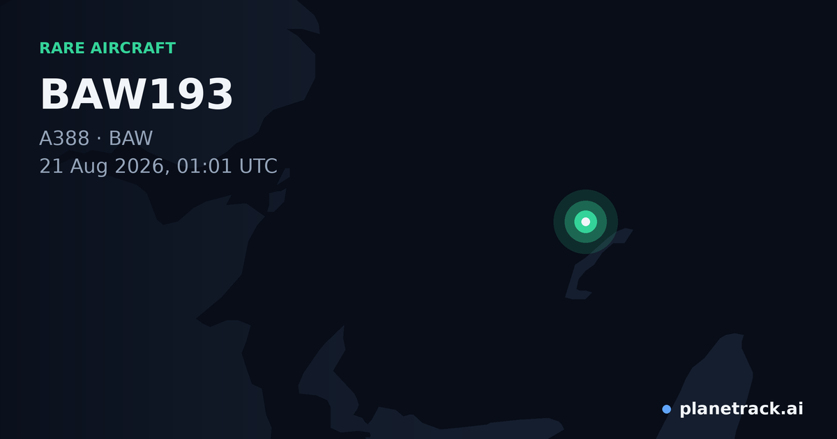 Map of where BAW193's rare aircraft happened