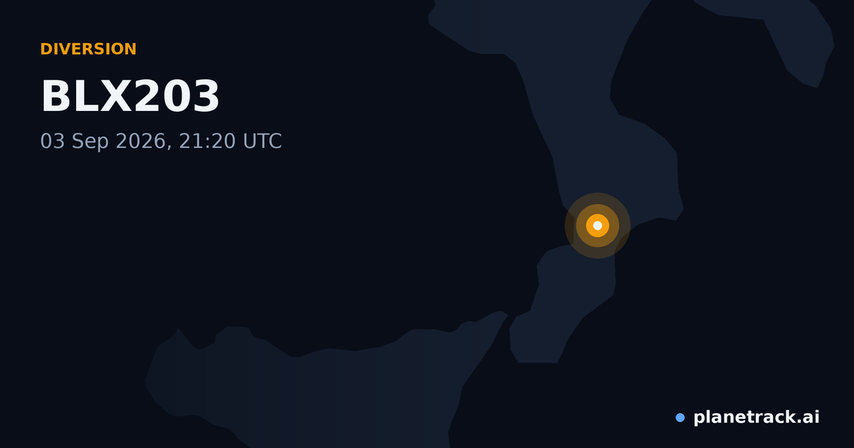 Map of where BLX203's diversion happened