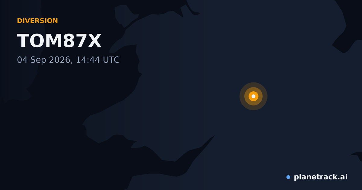 Map of where TOM87X's diversion happened