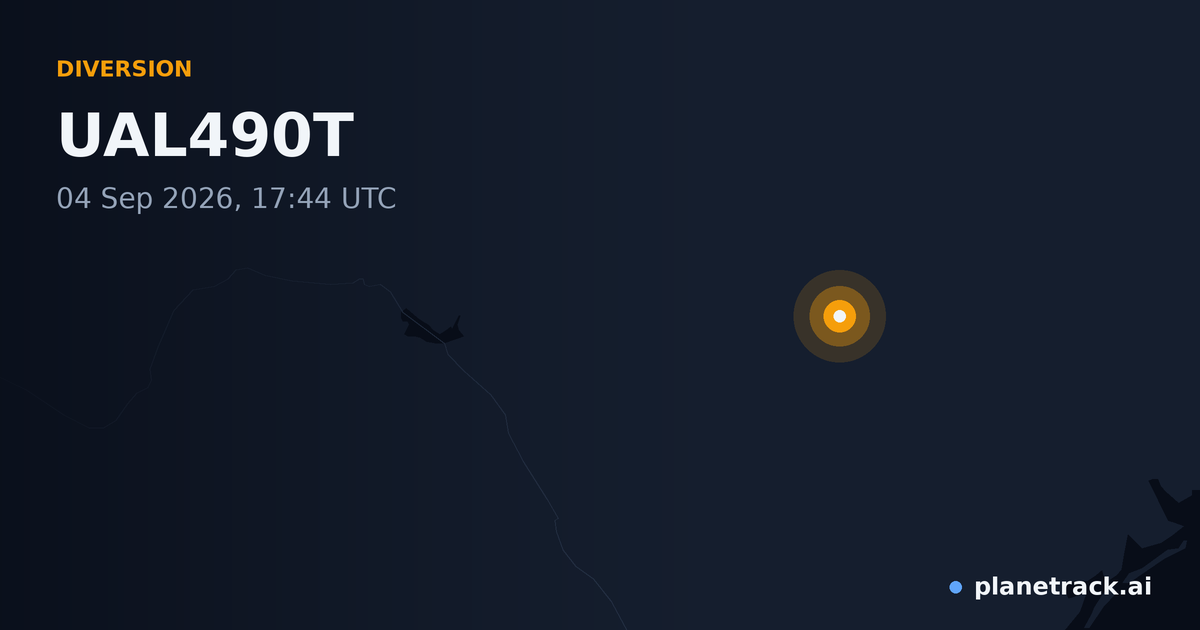 Map of where UAL490T's diversion happened