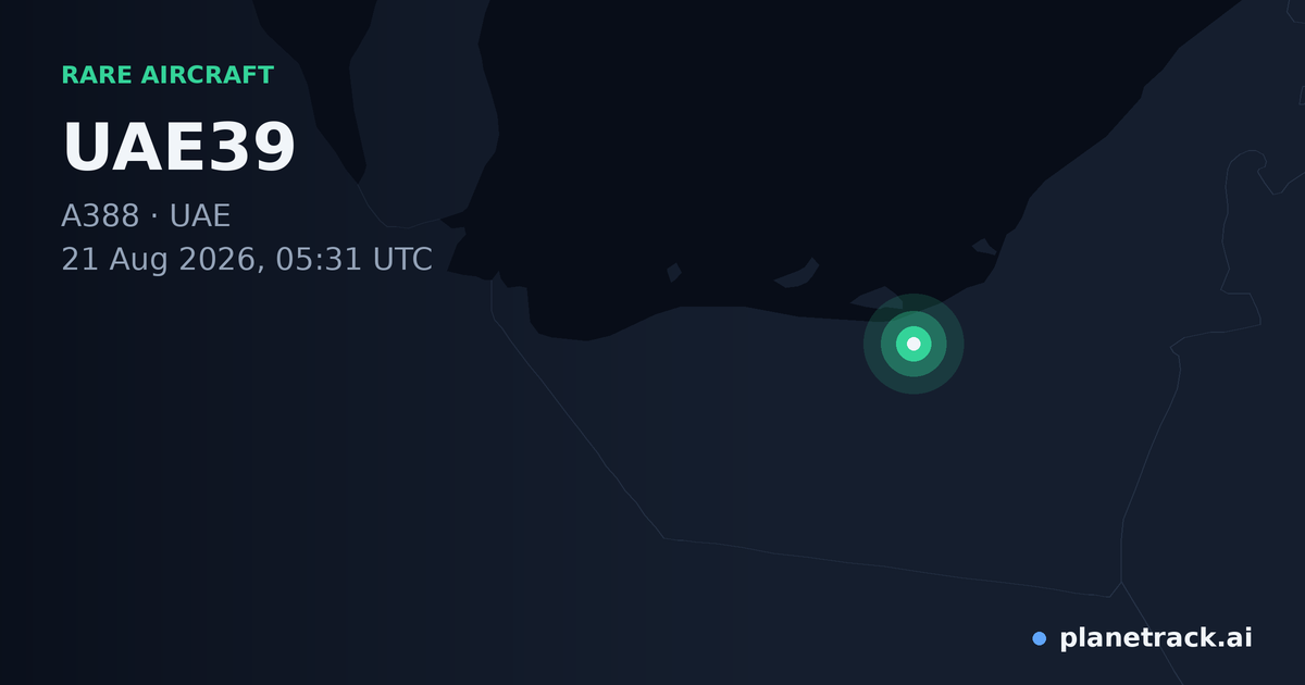 Map of where UAE39's rare aircraft happened