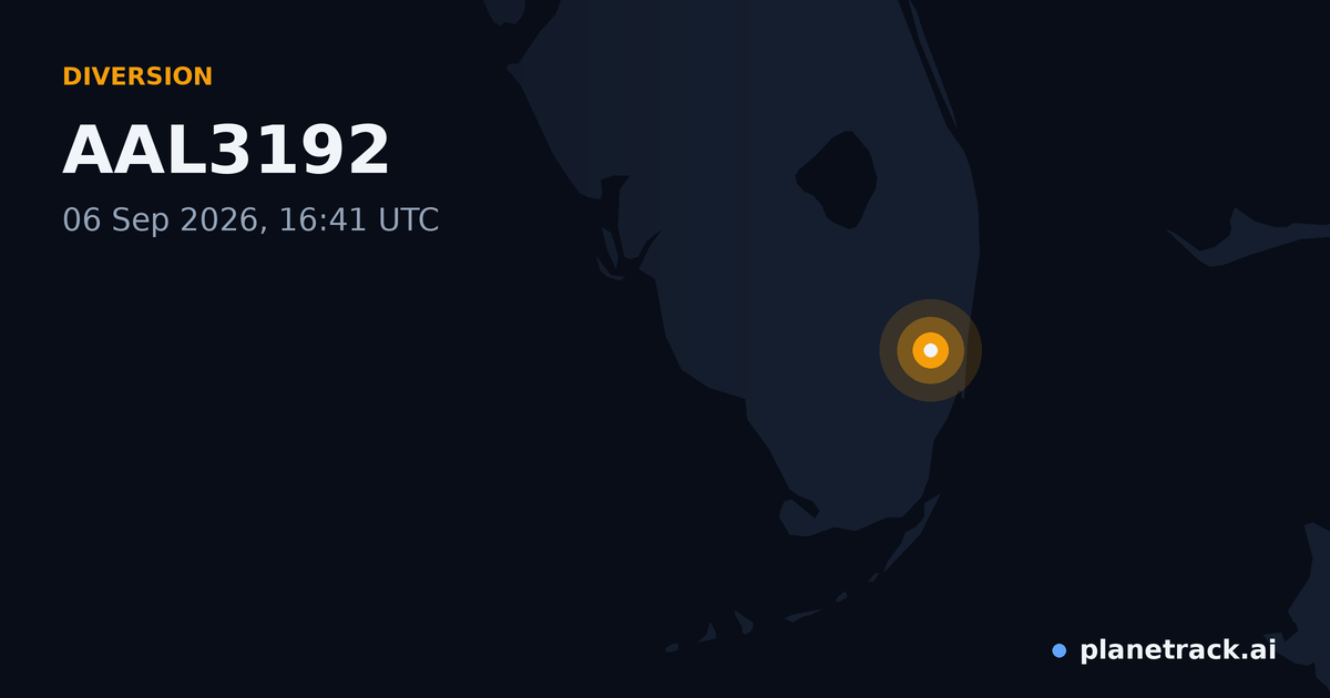 Map of where AAL3192's diversion happened