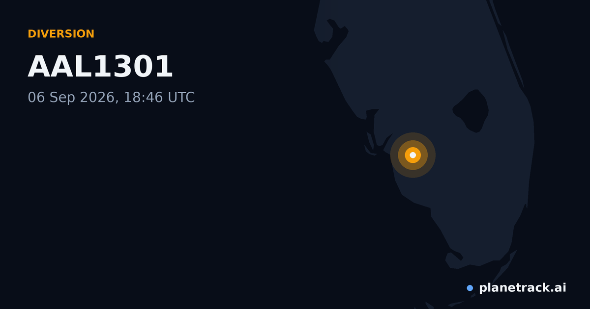 Map of where AAL1301's diversion happened