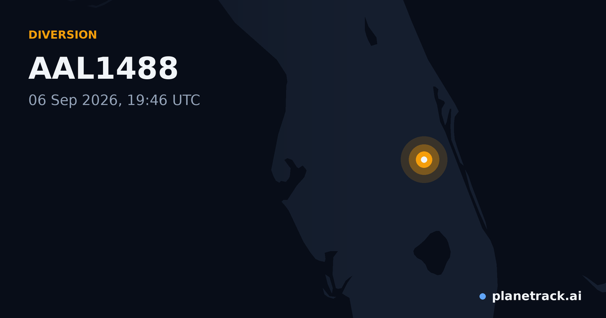 Map of where AAL1488's diversion happened