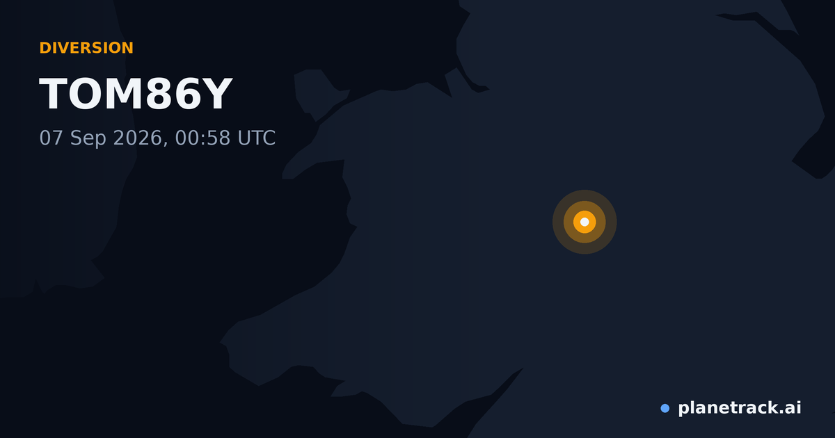 Map of where TOM86Y's diversion happened
