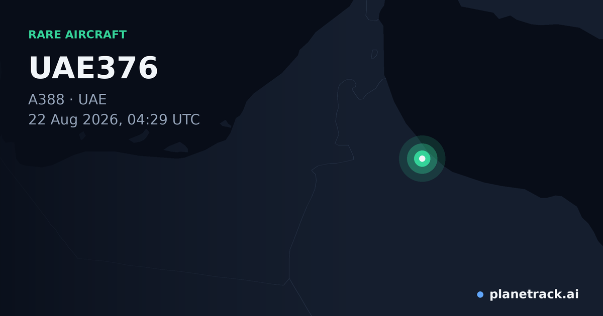Map of where UAE376's rare aircraft happened