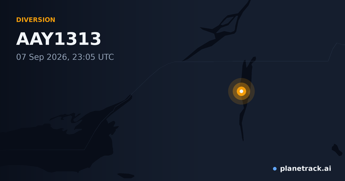 Map of where AAY1313's diversion happened