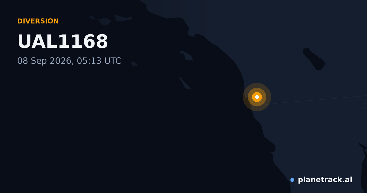 Map of where UAL1168's diversion happened