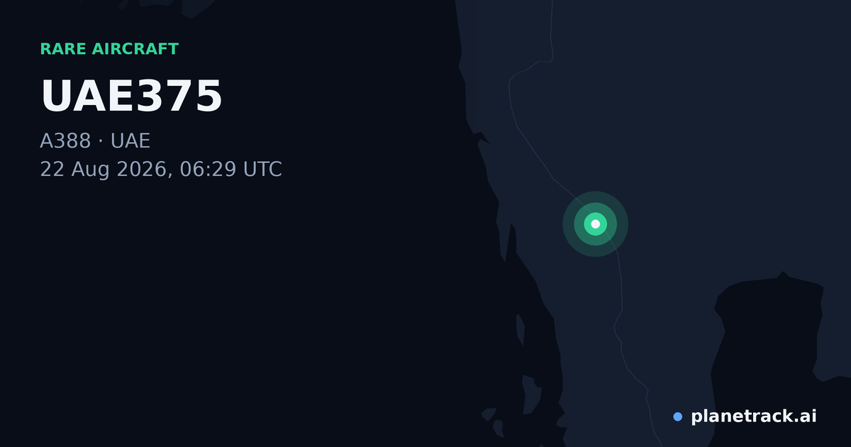 Map of where UAE375's rare aircraft happened