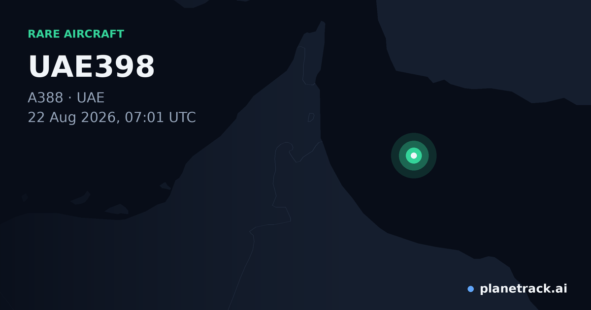 Map of where UAE398's rare aircraft happened