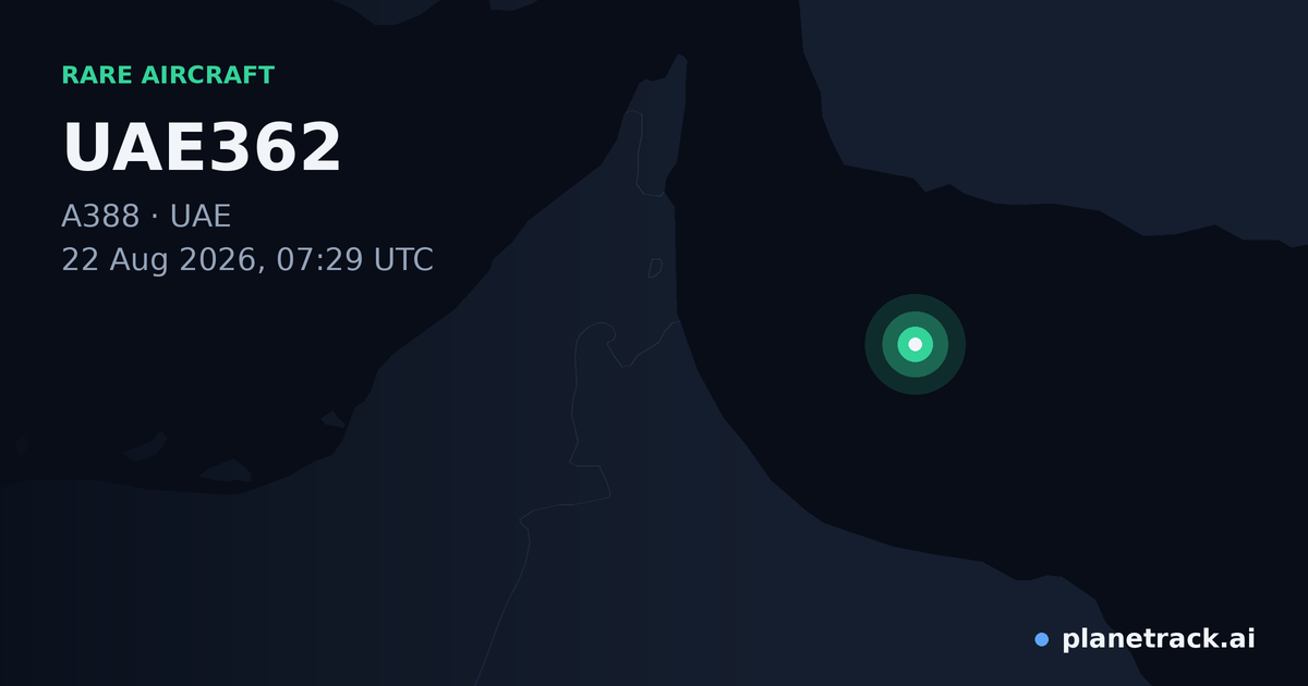 Map of where UAE362's rare aircraft happened