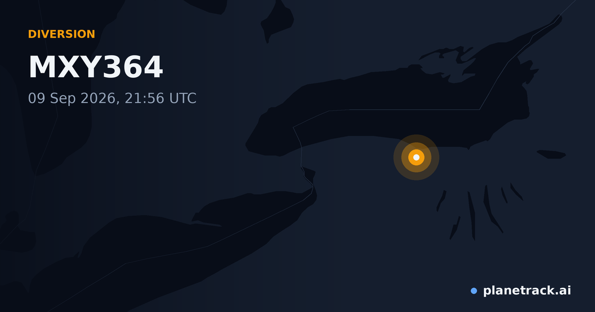 Map of where MXY364's diversion happened