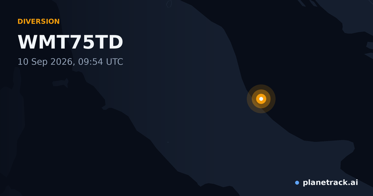 Map of where WMT75TD's diversion happened