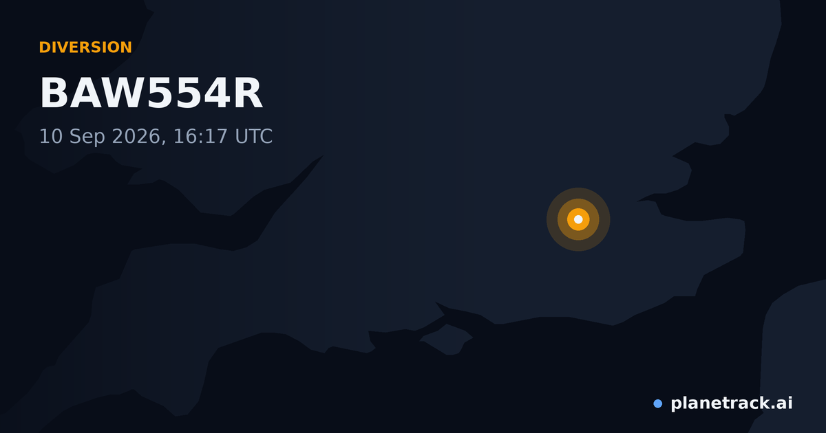Map of where BAW554R's diversion happened