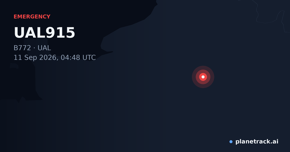 Map of where UAL915's emergency: squawk 7700 happened