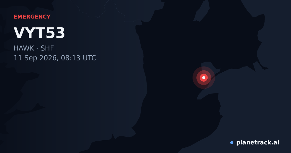 Map of where VYT53's emergency: squawk 7700 happened