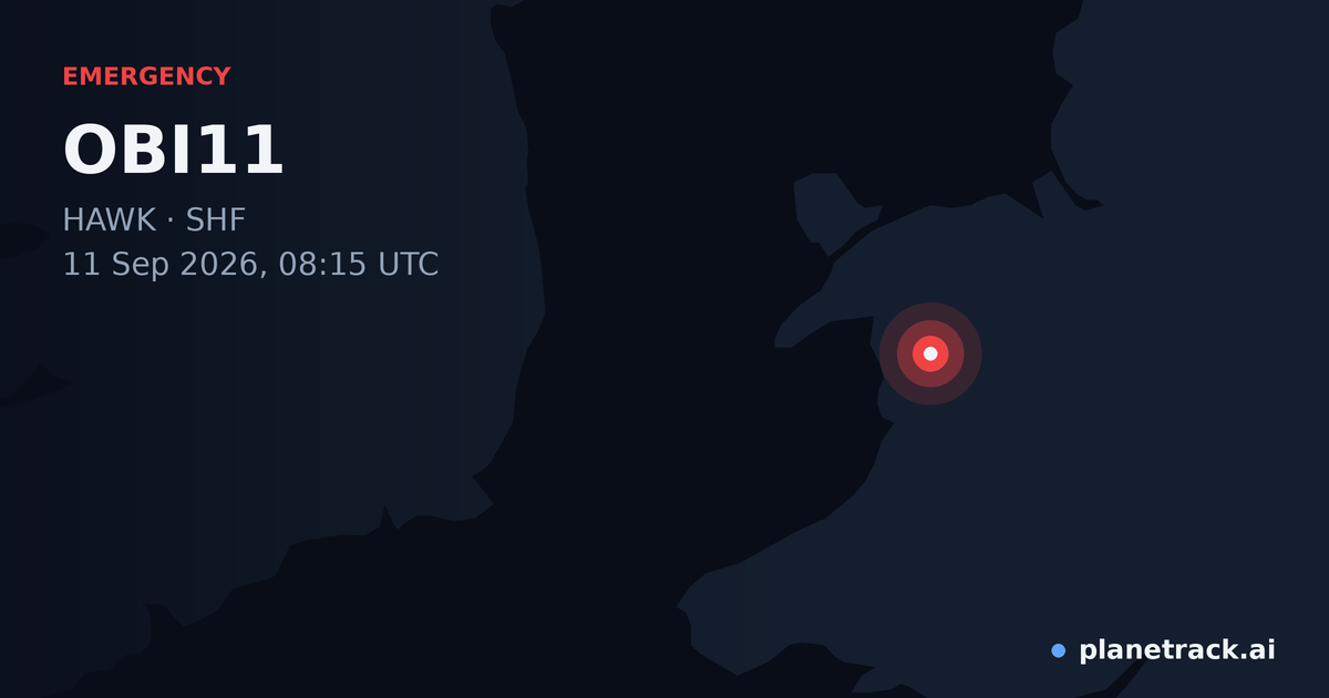 Map of where OBI11's emergency: squawk 7700 happened