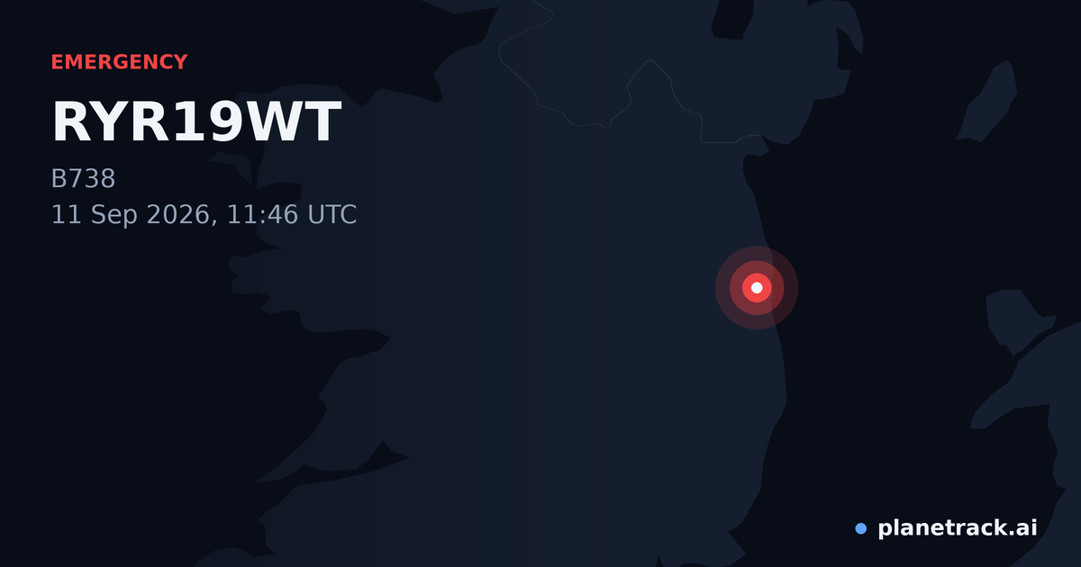 Map of where RYR19WT's emergency: squawk 7700 happened