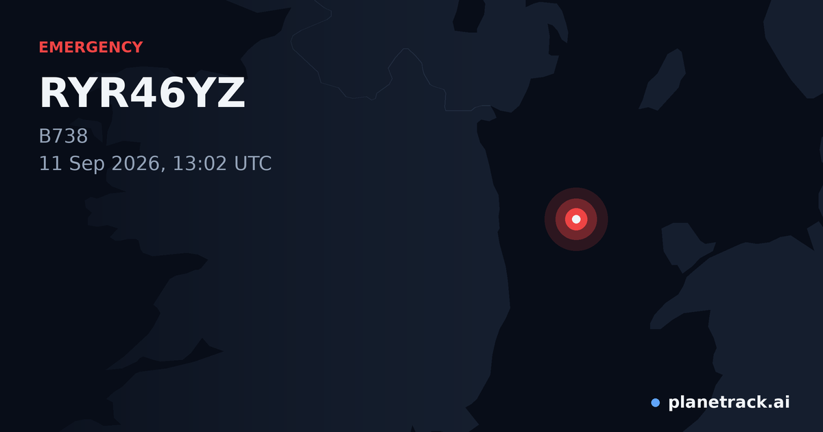 Map of where RYR46YZ's emergency: squawk 7700 happened