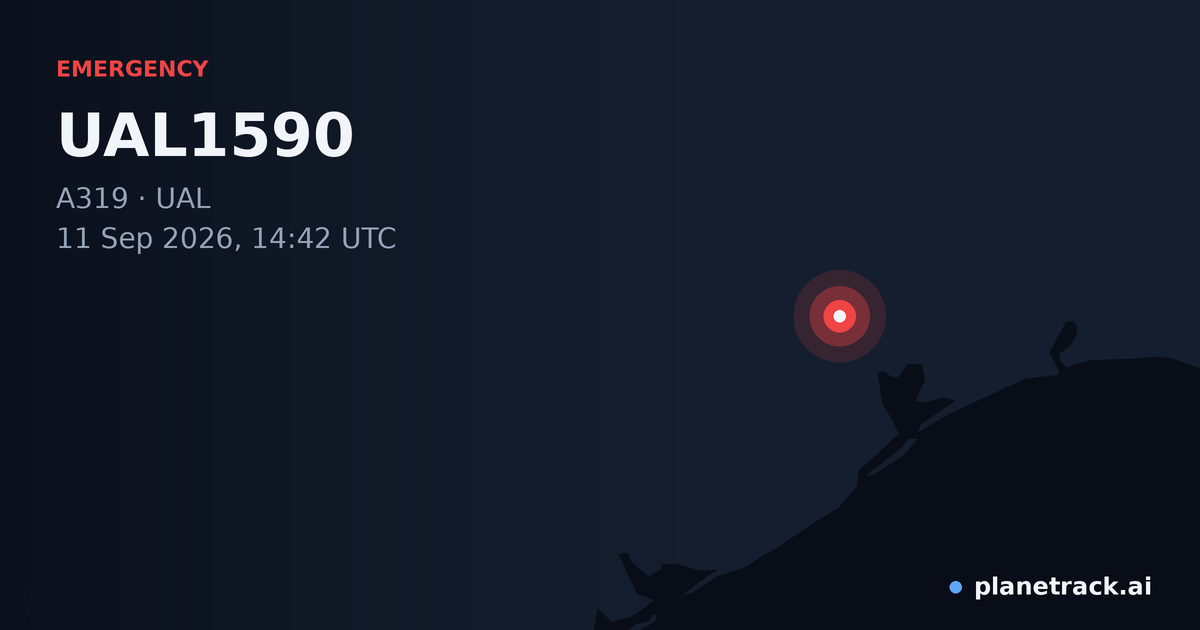 Map of where UAL1590's emergency: squawk 7600 happened