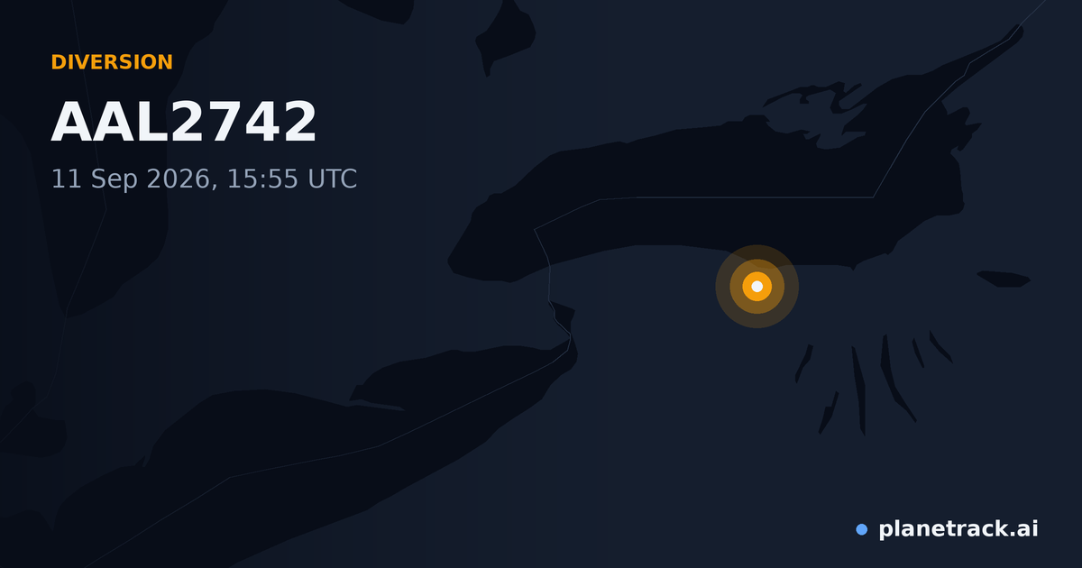 Map of where AAL2742's diversion happened