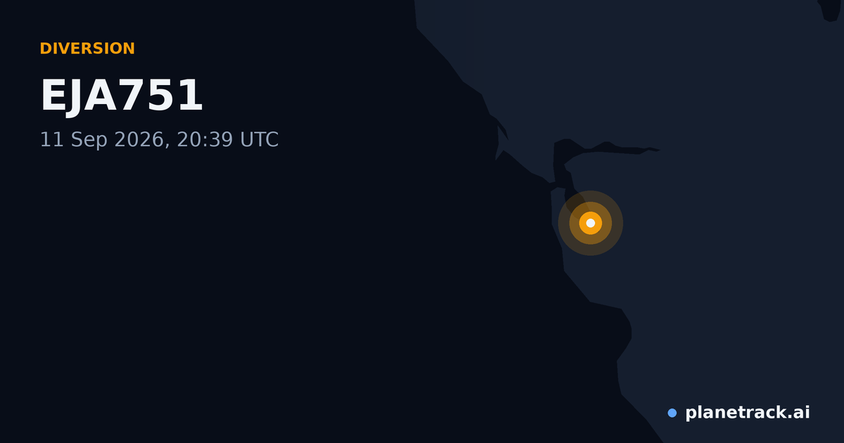 Map of where EJA751's diversion happened