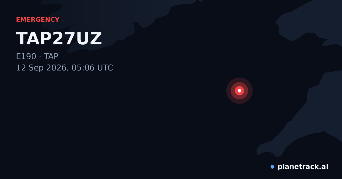 Map of where TAP27UZ's emergency: squawk 7500 happened