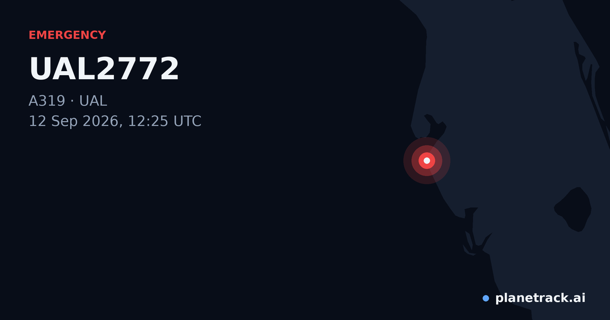 Map of where UAL2772's emergency: squawk 7600 happened