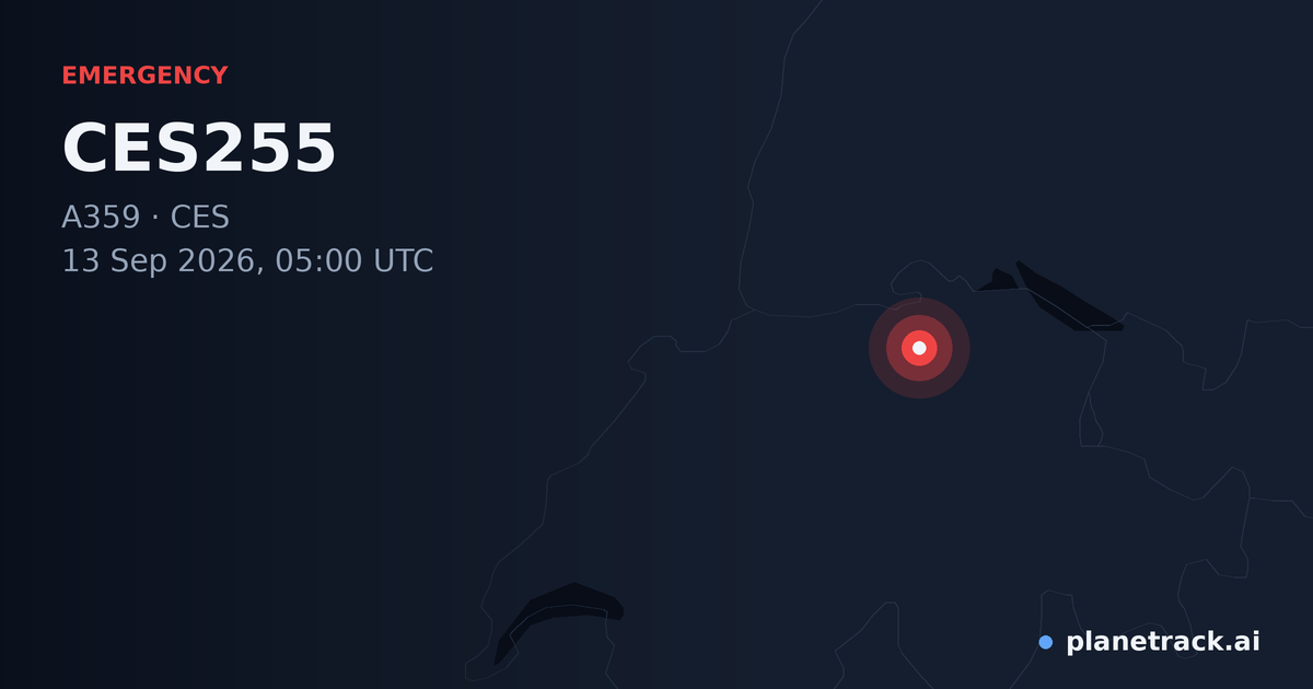 Map of where CES255's emergency: squawk 7600 happened