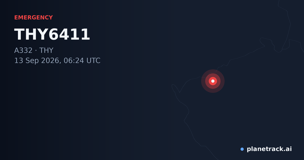Map of where THY6411's emergency: squawk 7600 happened