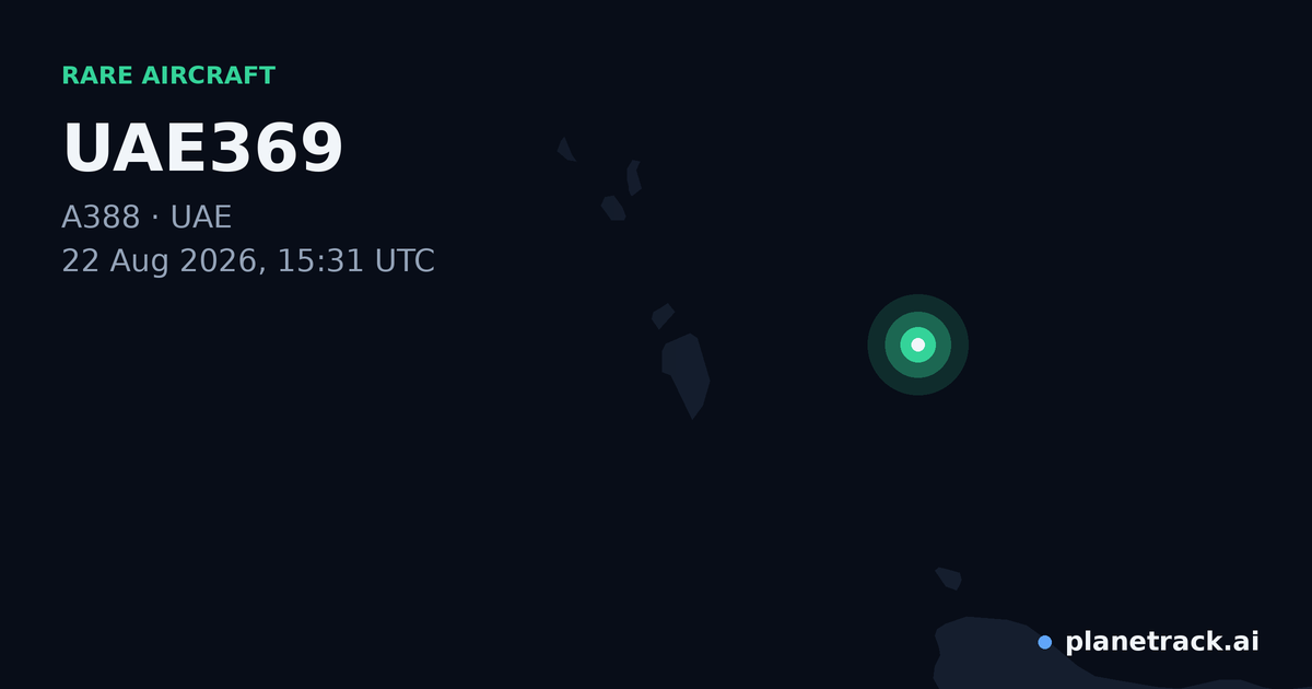 Map of where UAE369's rare aircraft happened