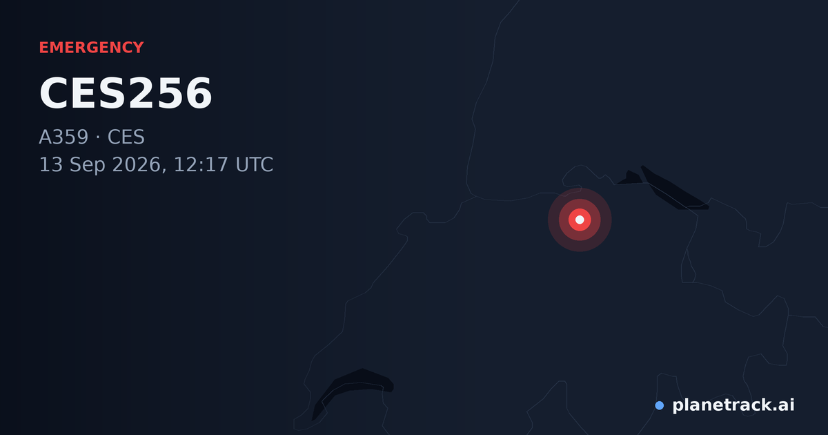 Map of where CES256's emergency: squawk 7600 happened