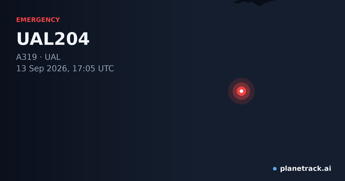 Map of where UAL204's emergency: squawk 7600 happened
