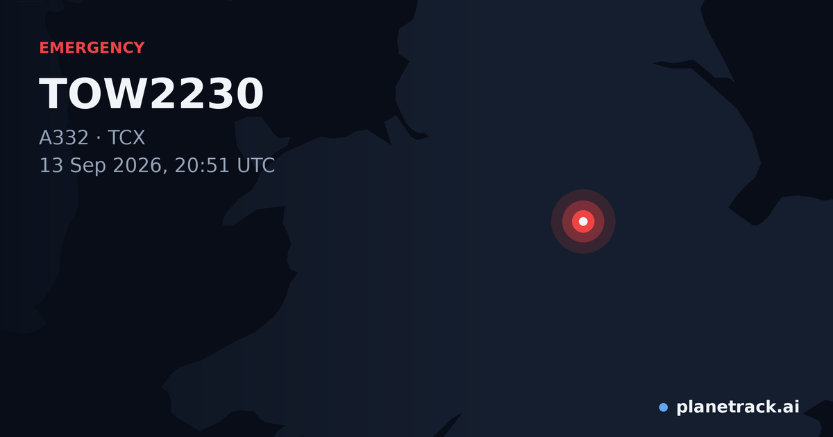 Map of where TOW2230's emergency: squawk 7700 happened