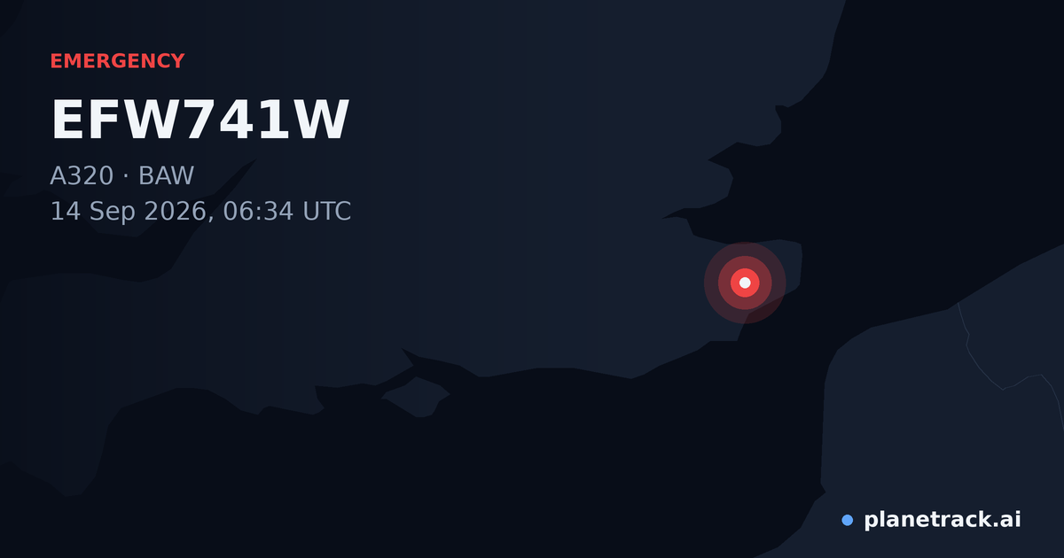 Map of where EFW741W's emergency: squawk 7700 happened