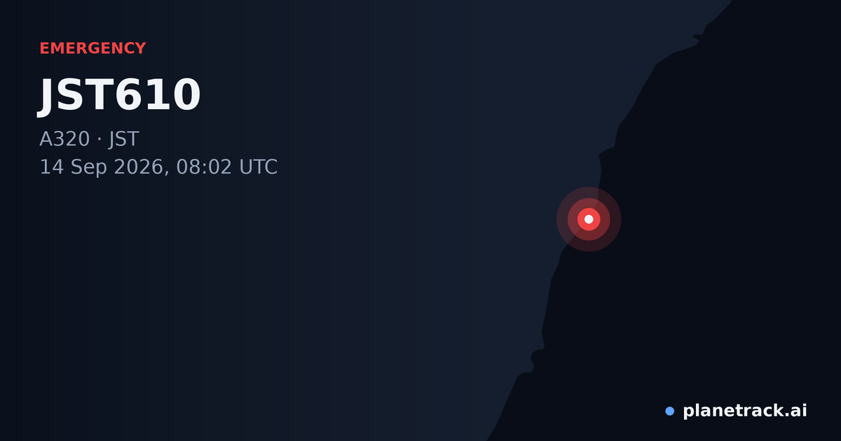 Map of where JST610's emergency: squawk 7700 happened